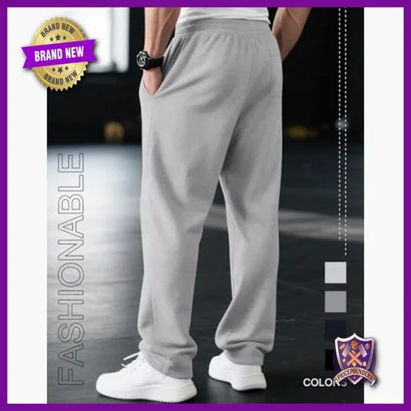 4 Pack Men's Sweatpants Joggers with Pockets Open Bottom Gym Athletic Pants